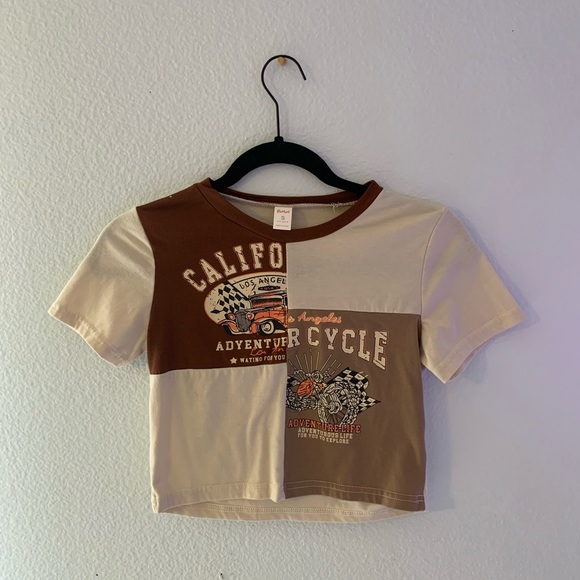 ROMWE Tops - brown cropped tee